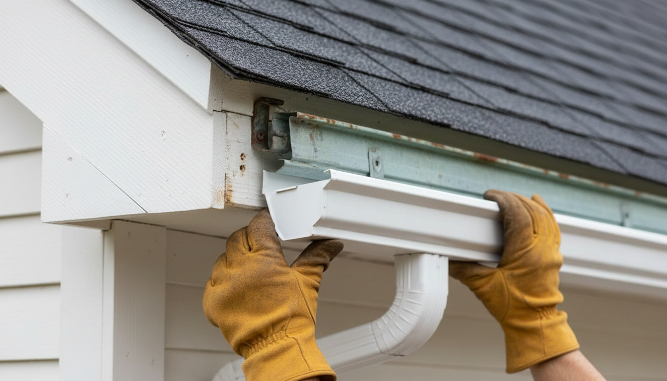 Seamless gutter replacement and home gutter upgrade